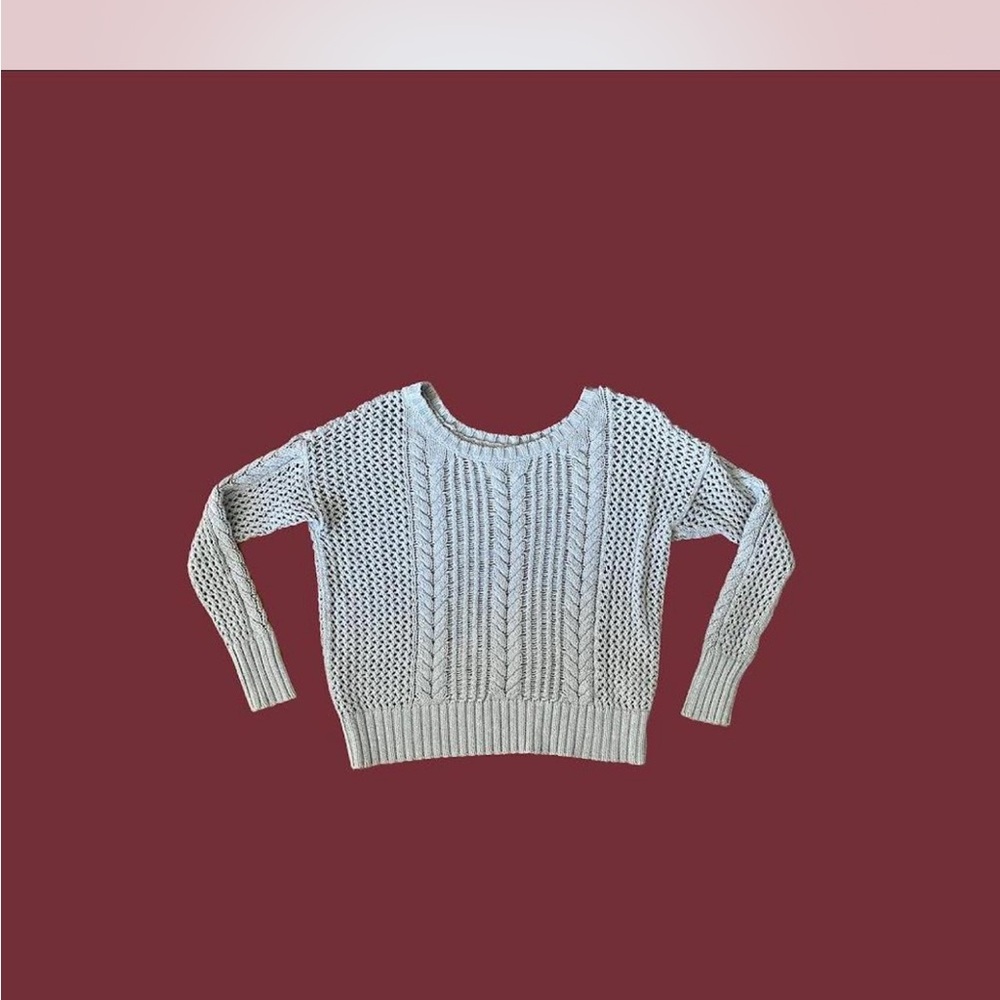 American Eagle Outfitters Light Gray Cable Knit Sweater